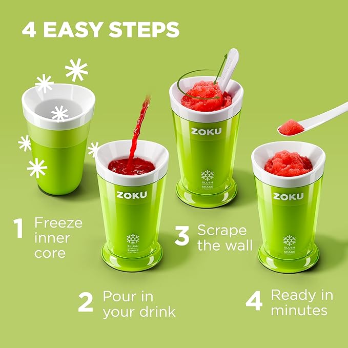 ZOKU Original Slush and Shake Maker, Compact Make and Serve Cup with Freezer Core Creates Single-Serving Smoothies, Slushies and Milkshakes in Minutes, BPA-free, Orange