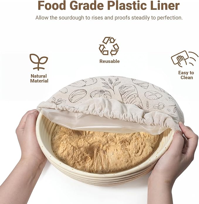 8'' 10'' 12'' Bowl Covers for Bread Proofing with Plastic Liner, Reusable Cloth Bread Bowl Cover for Sourdough Rising