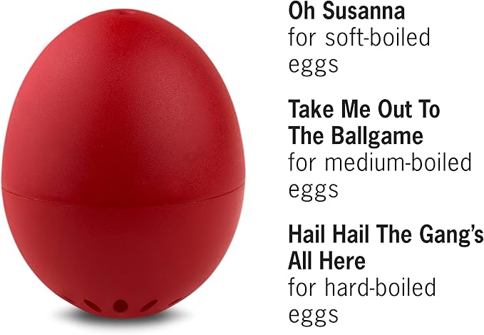 BeepEgg Basic Red – Egg Timer for Boiling Eggs – Musical Egg Cooker for Soft, Medium, Hard Boiled Eggs – Food Safe – Singing Floating Egg Timer – Egg Cooker for 3 Levels of Doneness - Brainstream