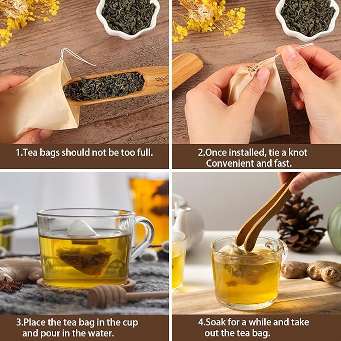 200Pcs Tea Filter Bags, Disposable Tea Filter Bags for Loose Leaf Tea from Safe Natural Materials, Empty Tea Bags Suitable for Loose-Leaf Tea, Coffee, Spices, Herbs (3.54 x 2.75 inch)