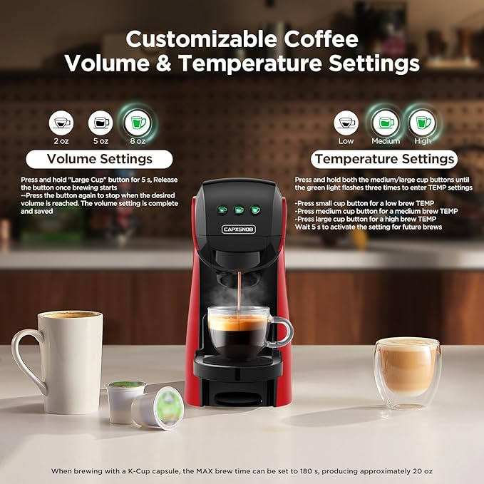 Warriors1 Coffee Maker for Keurig K Cup pod, Espresso Machine for Nespresso Original, Dolce Gusto Pods, Ground Coffee, Coffee Machine for kitchens, apartments, dorms, RVs & camping, 28 oz Reservoir
