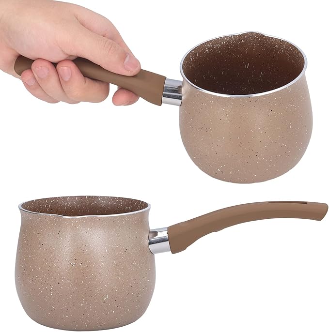 Mini Saucepan, Nonstick Butter Warmer Multi Milk Pot Stockpot Practical Small Melting Pot with Handle Pour Spouts