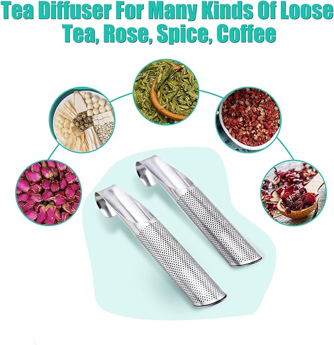 3 Pcs Tea Infuser and 1 Brush, tea diffusers for loose teaTea Infuser for Loose Tea Leaf, Coffee, Spices, Seasonings,Tea Infusers Pen with Hook