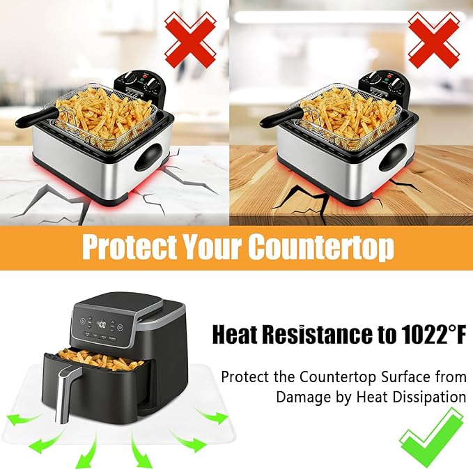 Heat Proof Mat 21x24in, Wide Hot Pads for Counter Top Heat Protection, Under Oven and Air Fryer Mat, Appliance Protector
