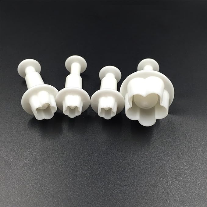 1 Set Fondant Flower Cutter,White Flower Plunger Cookie Cutter, Cake Decorating Tools,Dessert And Candy Sculpting Tools,White Baking Accessories