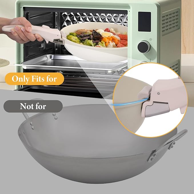 Removable Pot Handle, 2Pcs Universal Pan Handle, Replacement Handle for Pots and Pans, Fits All Cookware, Includes 2Pcs Spoon Rest, Durable & Heat-Resistant, Cream White