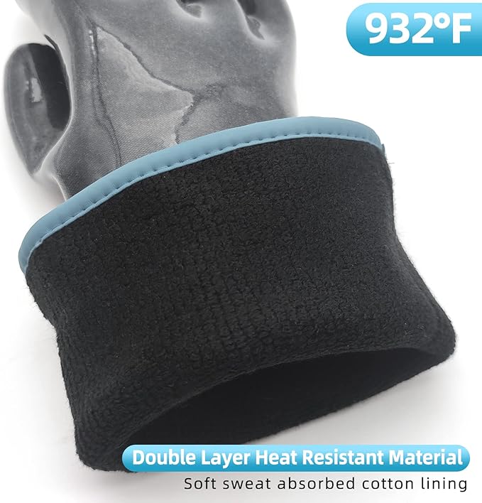 DEYAN Silicone BBQ Gloves, 600°F Heat Resistant Oven Mitts for Grilling, Smoking & Baking - Waterproof, Oil Proof Non-Slip Kitchen Gloves for Cooking, Frying, BBQ Accessories(10/XL)