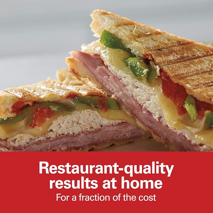 Hamilton Beach Panini Press,Sandwich Maker & Electric Indoor Grill,Upright Storage,PFAS-Free Nonstick Easy Clean Grids,Stainless Steel (25410),(Pack of 2)