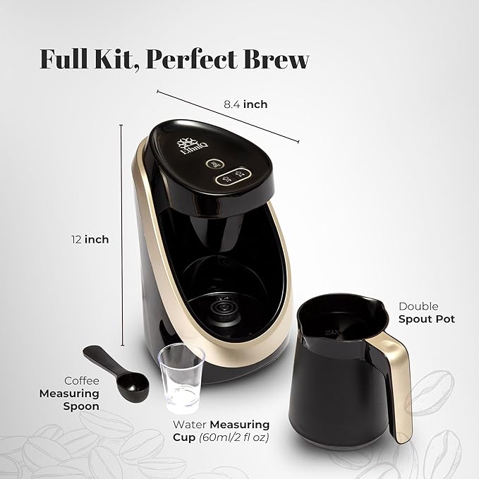 ETHNIQ Turkish Coffee Maker - 100% BPA Free, 120V, 1 to 4 Cup Brewing Capacity with Cook Sense Technology for Delicious Cup of Turkish & Greek Coffee, Turkish Coffee Pot - Black