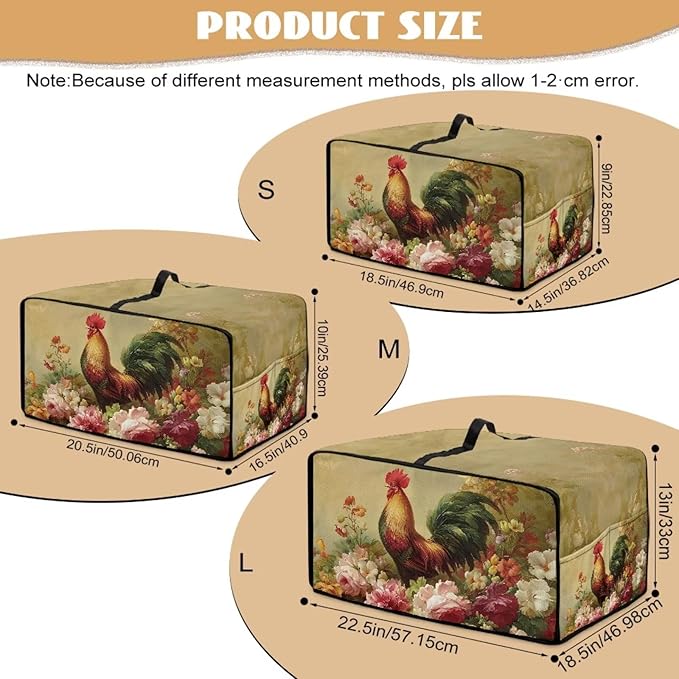Air Fryer Toaster Oven Dust Cover Dust Protection Countertop Convection Oven Cover Stain-resistant Kitchen Appliance Protector, M, Chicken Rooster Vintage Floral