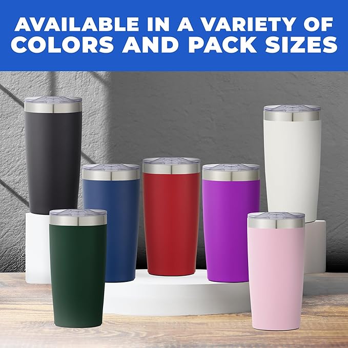 6 Ct of 20 Oz Two-Tone Himalayan Stainless Steel Tumbler with Lid – White – Customizable Insulated Cups for Water, Coffee, Hot & Iced Drinks – Great for DIY, Events, Work