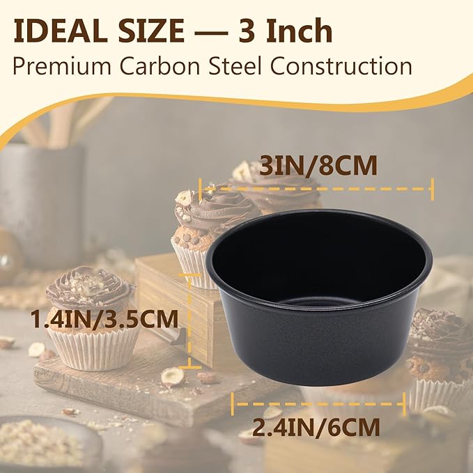 5 Pack Muffin Pans Carbon Steel Popover Pans, Nonstick Pudding Molds Individual Muffin Cupcake Pan for Baking