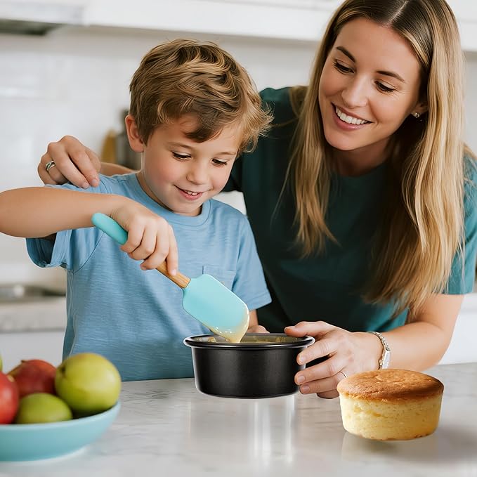 4 Inch Cake Pan Set of 5, Nonstick Cheesecake Round Cake Pans with 100 Pieces Parchment Paper, Mini Cake Tins for Baking, Non-Toxic & Leakproof Circle Cake Pan, Aluminum Material Food Grade Coating