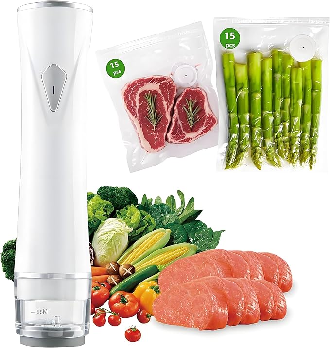 GuaziV Handheld Vacuum Sealer for Food – Portable USB-C Rechargeable, Spill-Proof Liquid & Sauce Sealing, 60kPa Strong Suction, Reusable BPA-Free Bags for Kitchen, Meal Prep, Camping & Travel