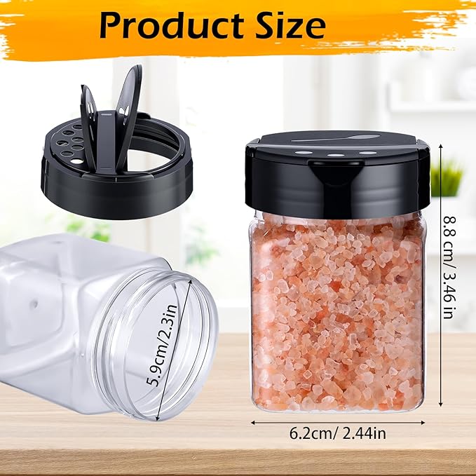 Mimorou 30 Pack Plastic Spice Jars with Shaker Lids Clear Seasoning Containers Spice Bottles for Kitchen Storing Spice Herbs Seasoning Powders(Square,6.1 oz)