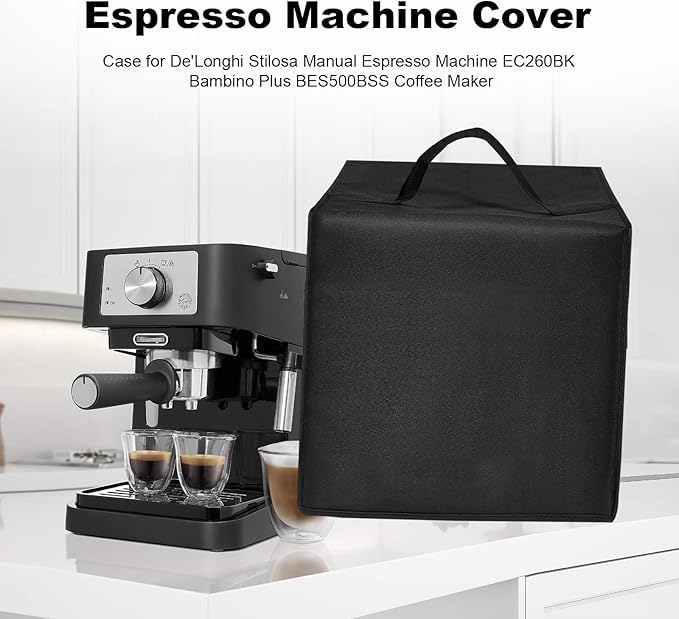 Dust Cover for Plus Espresso Machine BES500BSS Stainless Steel Dust Covers for De'Longhi Stilosa Manual Espresso Machine EC260BK Heavy Duty Waterproof Protective Cover Case (Black)