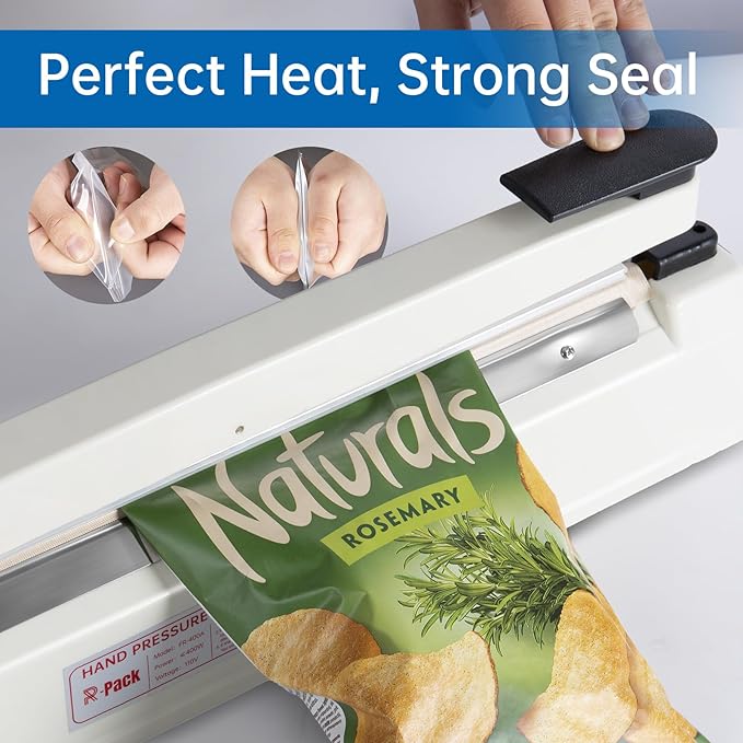 Impulse Heat Sealer with Seal bar, Heavy-Duty Bag Sealing & Cutting Machine, 2 Extra Replacements（Purple, 8inch）
