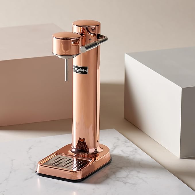 Aarke Carbonator lll with CO2 Cylinder, Sparkling & Carbonation Water Machine, Stainless Steel with PET BPA-Free Reusable Bottle Volume 1L/34 fl oz (Copper)