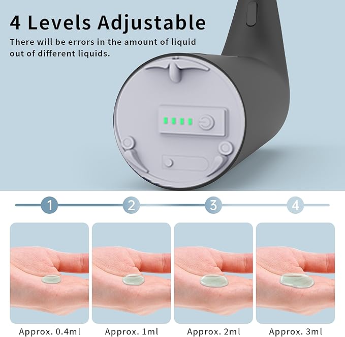Automatic Soap Dispenser Touchless,400ML Hand & Dish Countertop Electric Liquid Rechargeable Dispenser with Sensor,Modern 4 Gear Adjustable Waterproof Kitchen Auto Soap Pump（Black）