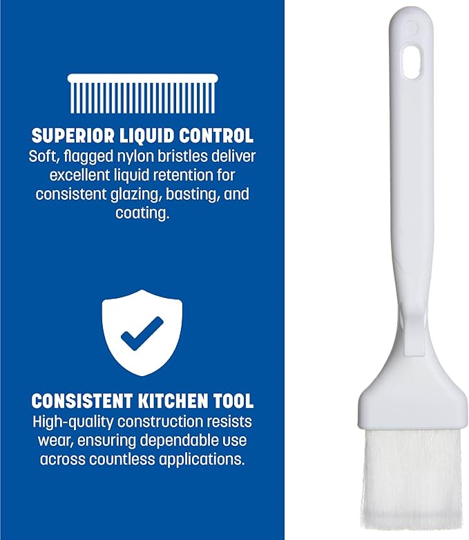 SPARTA Meteor Basting Brush, Nylon Bristle Pastry Brush for Cooking and Baking, 2" Wide, 1 Count, White