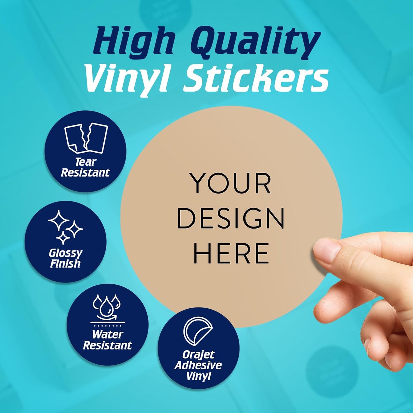 100 Custom Vinyl Stickers - Upload Your own Image, Text, Design, Logo - Personalized Logo Labels for Handmade, Packaging, Bottle, Jars, Candle, Brand Stickers (Brown, 5x5)