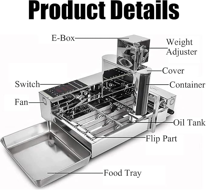 Electric Doughnut Machine,Small Donut Maker,Donut Maker,Automatic Doughnut Machine,304 Stainless Steel Auto Donut (220V)