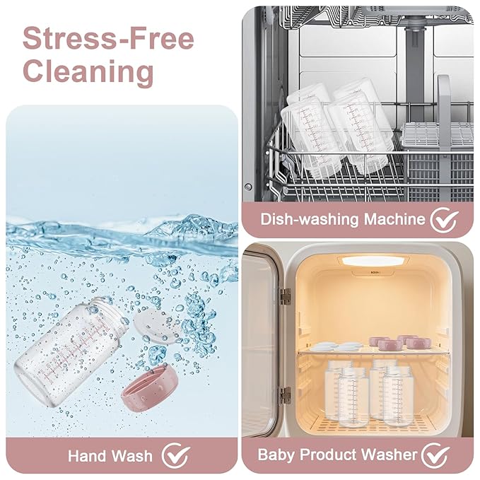 Natural Baby Bottles, BPA Free Breastmilk Storage Bottle for Momcozy Breast Milk Cooler & Fridge, Wide-Neck Breastfeeding Bottles Compatible with Spectra Pump Flanges, 10oz, 4 Pack