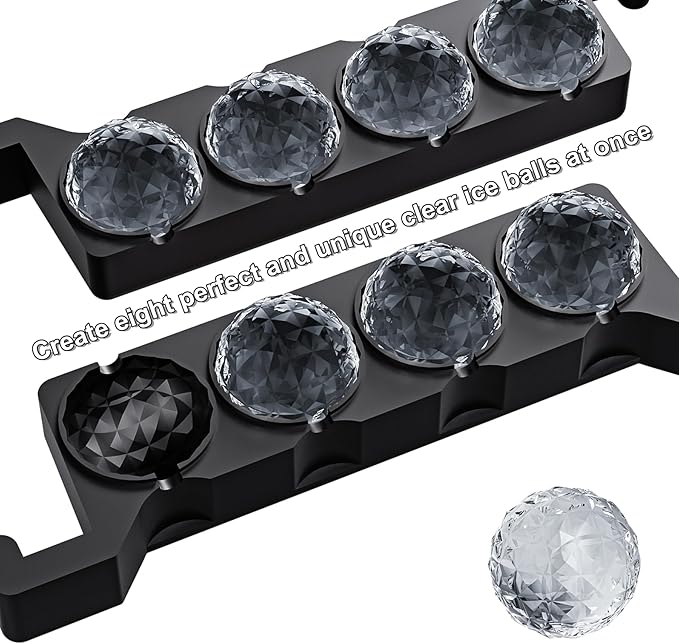Bangp Premium Clear Ice Ball Maker with Storage Bag,8 Distinctive 2 Inch Crystal Clear Ice Balls for Whiskey,Cocktails & Bourbon,Gifts for Men