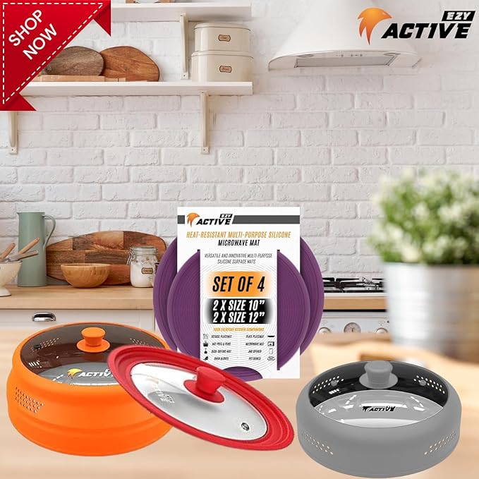 2-Pack Universal Silicone Lids for Pots and Pans - Replacement Pan Covers Fit 7-12 Inch Frying Pans and Pots, Black & Black