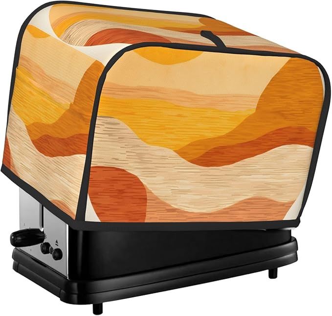 Morden Art Print Toaster Cover 2 Slice Long Slot, Orange Bread Maker Cover Washable Dust Protection Kitchen Small Appliance Toaster Oven Cover for 2 Slice