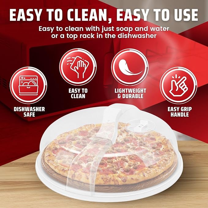 Flexzion 2 Pack 10.5 Inch Microwave Splatter Cover - BPA-Free Anti-Splatter Microwave Cover with Adjustable Steam Vent, Dishwasher Safe, Transparent Plastic Food Covers for Microwave Cooking