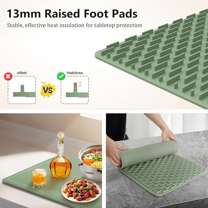 3-Pack Silicone Food Warming Mat & Food Warmers for Parties Buffet - Rapid Heating 6-Level Temp Control, Rollable Portable Easy Clean - Value Set for Gatherings & Home Daily Use（Green）