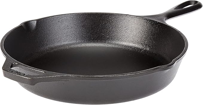 Lodge 13-1/4-Inch Pre-Seasoned Cast Iron Skillet & Silicone Hot Handle Holder - Red Heat-Protecting Silicone Handle