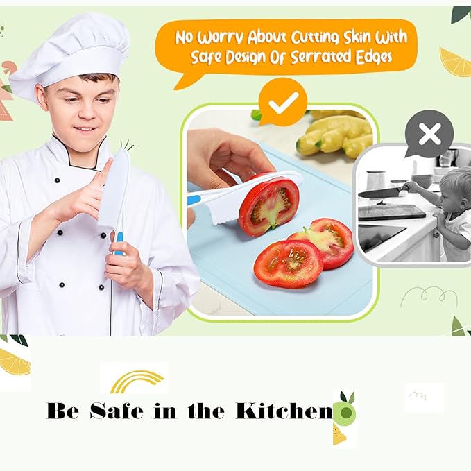 Knives for Kids, 6-Piece Kitchen Cooking and Baking Knife Set, Children's Knives for Real Cooking, BPA-Free Kids' Toddler Tool