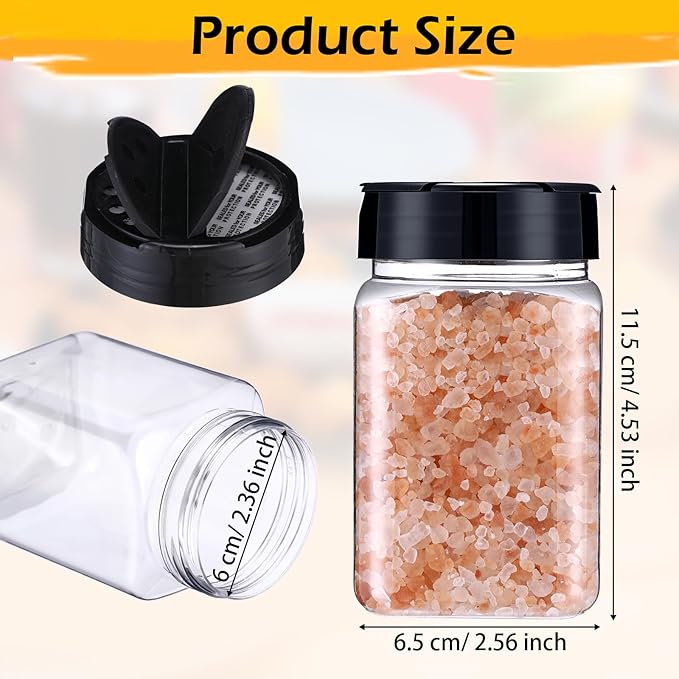 Mimorou 30 Pack Plastic Spice Jars with Shaker Lids Clear Seasoning Containers Spice Bottles for Kitchen Storing Spice Herbs Seasoning Powders(Triangle,12.2 oz)