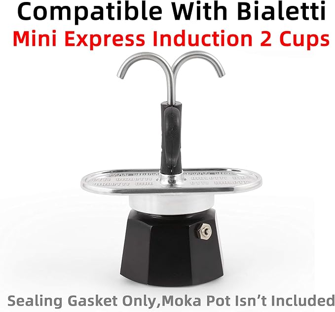 [UPGRADED] Sealing Gasket for Bialetti Mini Express Induction 2 Cups Kandisky Iconic Stovetop Espresso Maker - 6 PCS Replacement Food Grade Silicone Seal Ring for Aluminum Stovetop Coffee Maker Pots