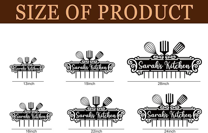 Personalized Kitchen Wall Decor，Custom Kitchen Hooks for Utensils, Personalized Kitchen Utensil Rack, Custom Metal Kitchen Hooks for Mothers Day Gifts, Grandmother's gift.