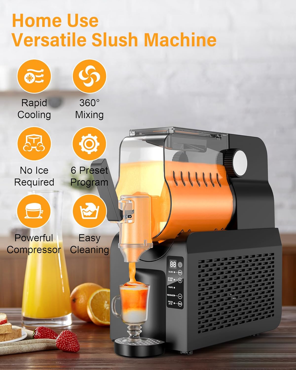 Premium 88oz Slush Maker | All-in-One Slushie Machine | 5 Pre-Set Programs • Ice-Free Technology • Quiet Auto-Clean | Perfect for Milkshake, Margarita, Smoothie, Frappé