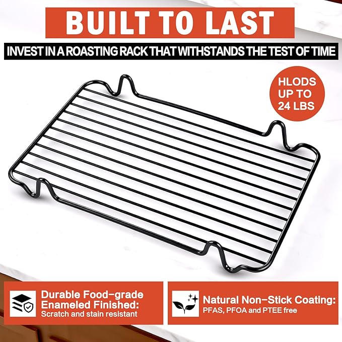 Roasting Rack,Heavy Duty Turkey Rack for Roasting Pan,Oven Roasting Rack Insert for Baking (Rectangular 12in*7.5in)