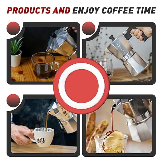 6 Pcs Gasket Seal Rings for Bialetti Moka Express Dama 9 Cups - Spare Food Grade Silicone Sealing Rings for Aluminium Stovetop Coffee Maker Pots (Better Than Rubber)