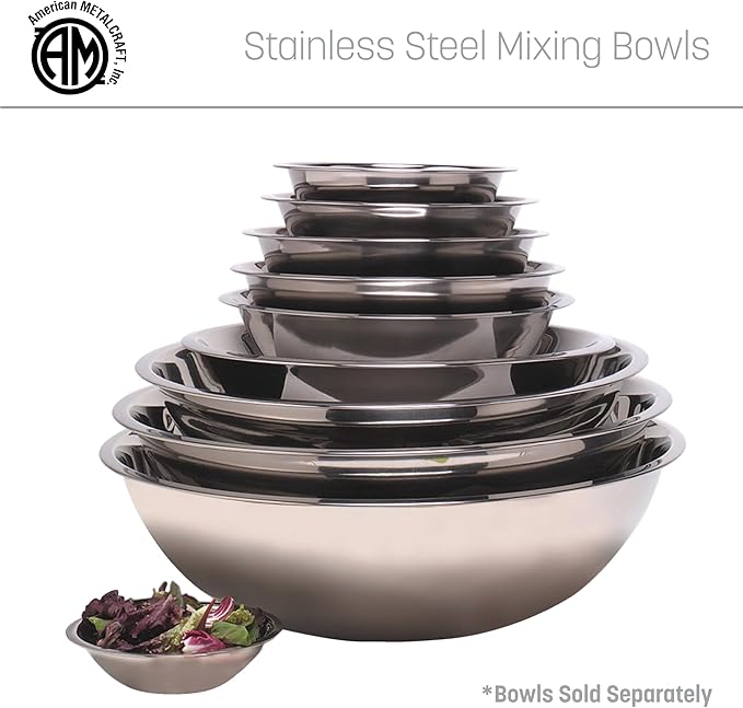 American METALCRAFT, Inc. SSB400 Stainless Steel Mixing Bowl, 10.5' Diameter, Silver, 4-Quart
