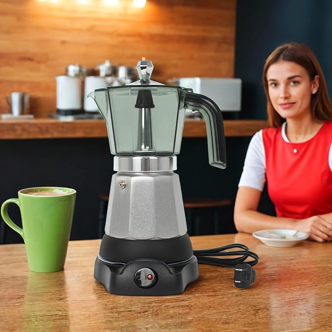 LAOION 6 Cup Manual Espresso Maker, Small Espresso Machines for Home, Cuban Coffee Maker with Detachable Base & Overheat Protection,Cafeteras Electricas Modernas Moka Pot, Greca Electrica De Cafe Gift
