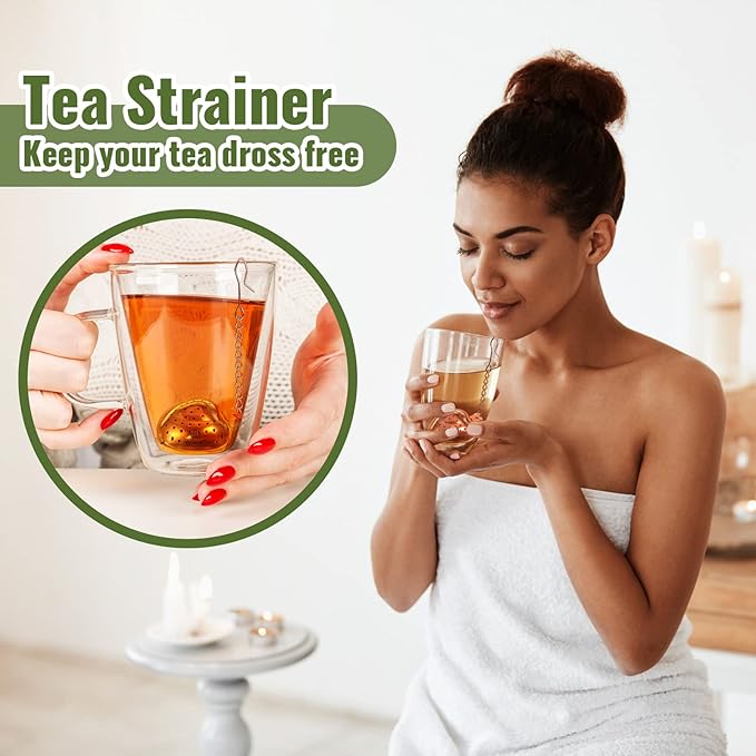 Sumind 50 Pcs Stainless Steel Tea Strainer Ball Infuser Loose Leaf Steeper Interval Diffuser Heart Shape Mesh Filters with Extended Chain Hook for tea party Seasonings Cup Bottle(Rose Gold)