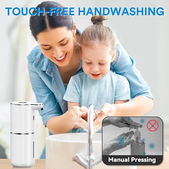 Automatic Soap Dispenser with Smart Digital Display, Touchless Rechargeable Hand & Dish Liquid Soap Dispenser for Kitchen & Bathroom - 6 Adjustable Level, Wall Mounted, 380ml IPX5 Waterproof
