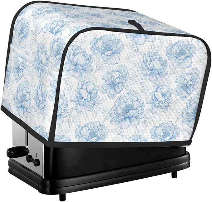 Toaster Cover 2 Slice Flower Pastel Blue Floral Kitchen Small Appliance Covers with Pockets Dust and Fingerprint Protection