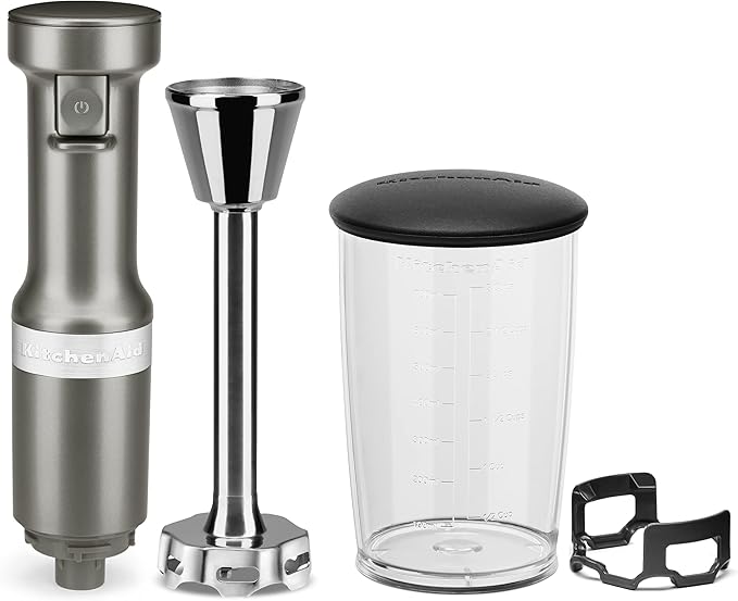 KitchenAid 5-Speed Ultra Power Hand Mixer - KHM512, Contour Silver & Variable Speed Corded Hand Blender KHBV53, Contour Silver