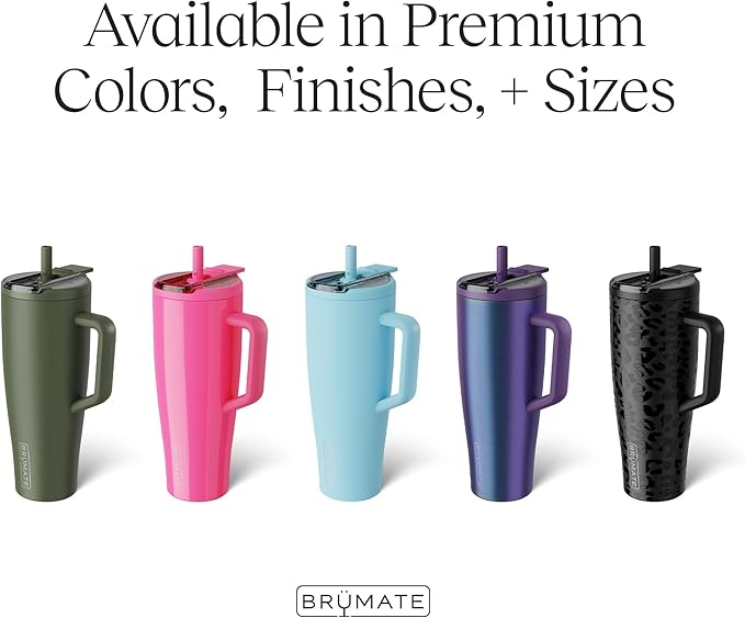 BrüMate Era Flip 40oz Tumbler with 100% Leakproof Covered Straw Lid | Hygienic Covered Straw | Insulated Stainless Steel Water Bottle with Handle | Cup Holder Friendly | BPA-Free (OD Green)