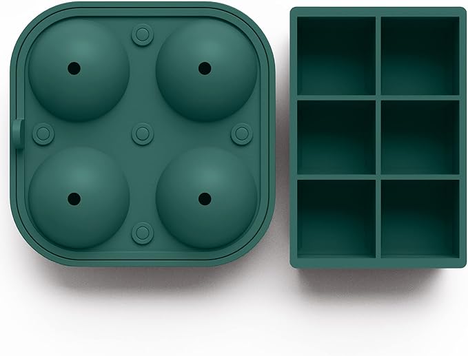 Ball Ice Cube Tray and Big Ice Cube Molds for Whiskey, Slow-Melting, 100% Silicone, No-Plastic, Easy Release, Ideal for Gifting and Elevating Cocktails