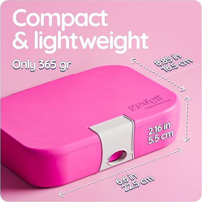 YOOPI Lunch Boxes for Kids–Toddler Bento Box with 4 Leakproof Compartment Food Bentobox Container,Lunch Box for School with Lunchbox Containers, Lightweight Sandwich Box & Snack Box (Fuchsia)