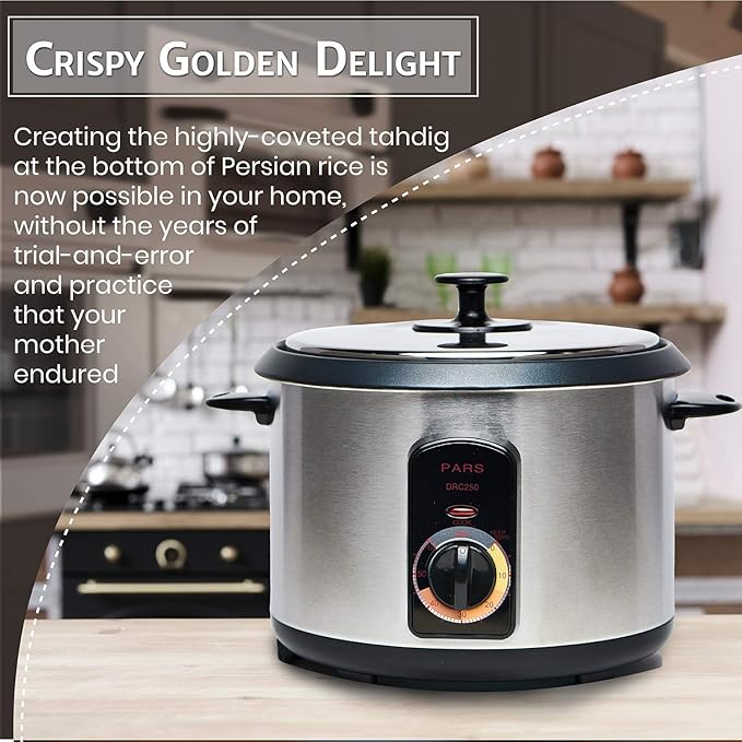 Pars Automatic Persian Rice Cooker - Tahdig Rice Maker Perfect Rice Crust, 15 Cup